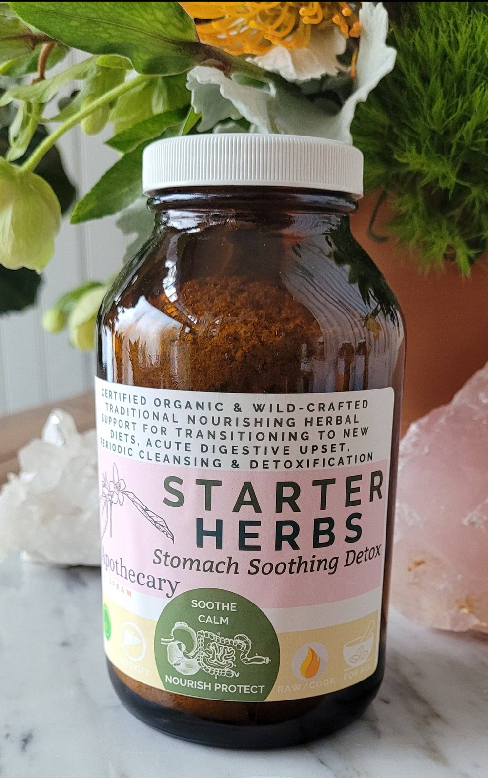 Apothecary by SFRAW - Starter's Blend: Stomach Soothing Detox Herbs, 500CC jar